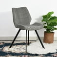 thumbnail image 1 of Mid Century Modern Style Fabric Dining Chair Metal Legs and Padded Seat，Gray (Set of 2), 1 of 10