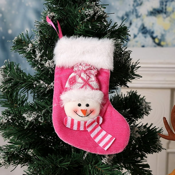 Calcetines navideños de tela, 1 unidad, bolsa de regalo, colgante decorativo para árbol de Navidad, chimenea, ventana y escalera.