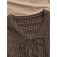 thumbnail image 5 of Women's Knit Cardigan Open Front Tie Front Long Sleeve Cropped Loose Fit Ribbed Cuffs Hem Top for Spring Summer Fall Layering Boho Vacation Daily Outfits, 5 of 5