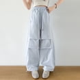 thumbnail image 2 of VBEWZET Girls Curved Pleated Parachute Trousers, Elastic Waist Baggy Cargo Joggers, Lightweight Casual Streetwear Pants for Kids & 5-16 Years Blue 13-14 Years, 2 of 8