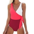 thumbnail image 3 of Sngxgn Women Swimsuits Ruffle Tummy Control Bathing Suit(Red,S), 3 of 4