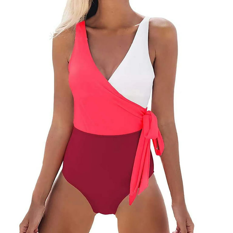 VBARHMQRT Swimsuit Romper with Built in Bra for Women Swimsuits Bikini  Bathing Suits Vintage Hot Spring Swimsuit Sexy Swimsuit Solid Color Deep V  Swimsuit Sexy Backless Hollow Casual Beach Swimsuit 