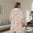thumbnail image 5 of Wearable Lamb Fleece Blanket Hoodie,Pioneer Flower Floral Print Pattern Oversized Sherpa Blanket Hoodie with Super Pockets,Super Warm Fuzzy Pullover for Women & Men, 5 of 6