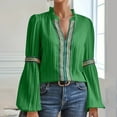 thumbnail image 6 of qolati Womens Tops Textured Lace Trim V Neck Long Sleeve Shirt Spring Summer Casual Vintage Tunic Blouse Top, 6 of 6