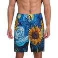 thumbnail image 3 of Lsque Starry Night Sunflower Field Mens Sleep Pajama Shorts,Short Pajama Pants, Cotton Ultra-Soft Knit-XX-Large, 3 of 9