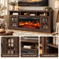 thumbnail image 3 of Electric Fireplace TV Stand up to 80" TVs, Farmhouse Entertainment Center wiht 36" Fireplace for Living Room, Brown, 3 of 11