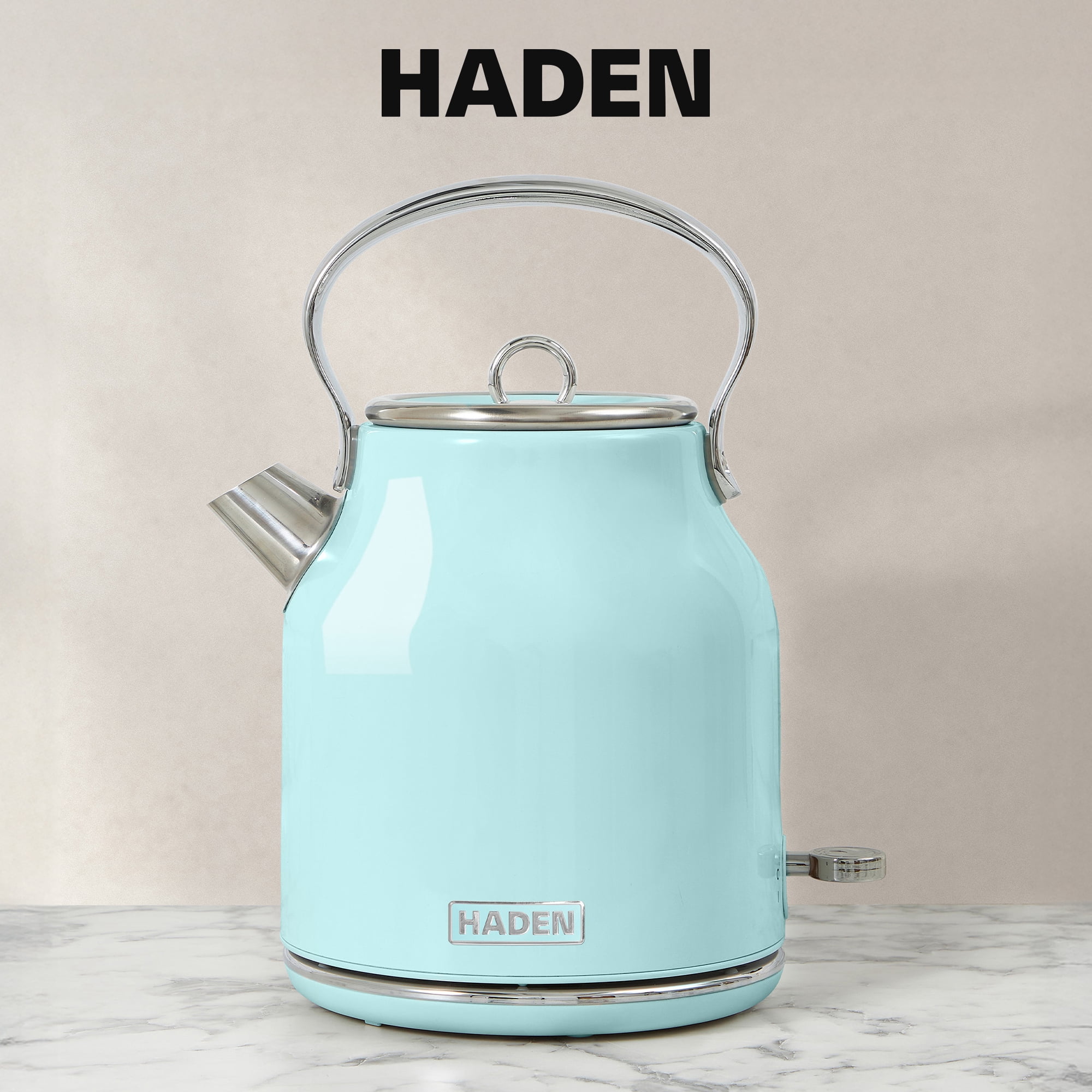Haden Heritage 4 Slice Wide Toaster & Electric Kettle, Turquoise & Chrome