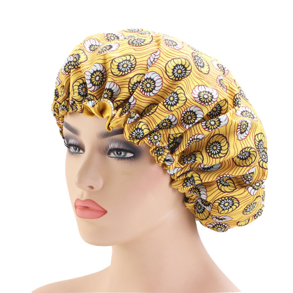 Sleeping Cap With Print Elastic Belt Buckle DoubleLayer Comfortable