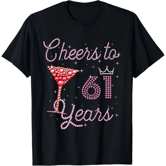 ¡Brindemos Por 61 Años! Playera de Cumpleaños 61 Años - Talla Extra Grande para Mujer, Negro