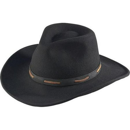 Henschel 5326-60XL Outback-Soft Felt Hat With Weave Leather Band, 3 inch Brim, Black, Extra Large