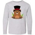 thumbnail image 3 of Inktastic Groundhog Day with Groundhog in Top Hat Long Sleeve Youth T-Shirt, 3 of 5