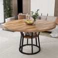 thumbnail image 1 of CazToi Table à Manger Ronde de 47 Pouces pour 4, Table de Cuisine Style Ferme Moderne avec Tablette de Rangement, Table Ronde Gain de Place, 1 of 7