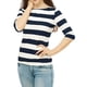 thumbnail image 1 of Disfraz de navidad Camisecon mangas de codo pamujer Camisebásiinformal con cuello de barco y corte ajustado Azul 3XL, 1 of 6