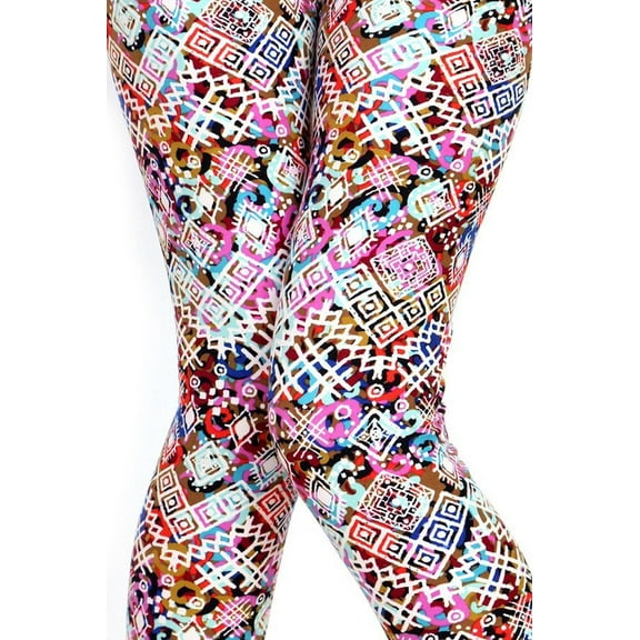 Buttery Soft Colorful Tribal Madness Leggings (One Size Regular,Fuchsia)