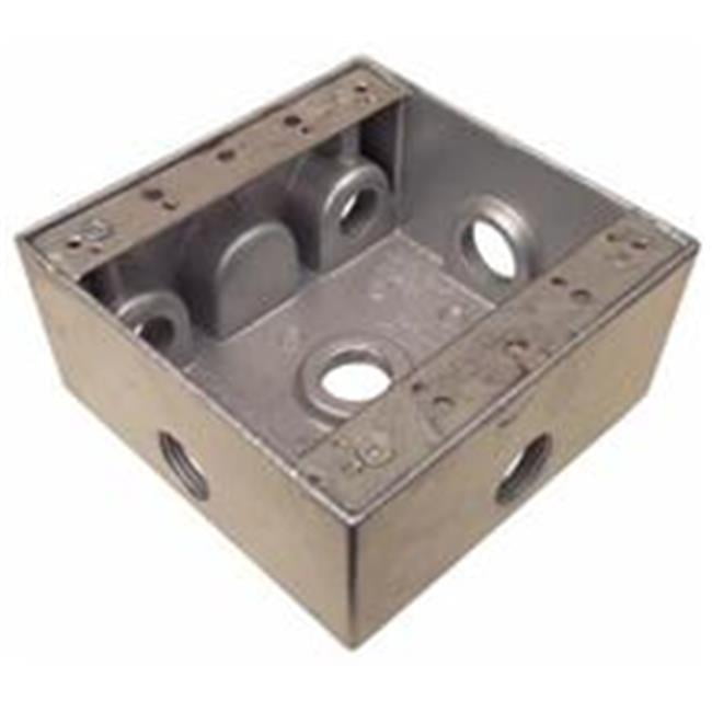 2 Closure Plugs 4-1/2 Length 4-1/2 Width 2 Depth 1/2 Outlet Hole Diameter 4-1/2 Length 2 Depth 6 Outlet Holes Gray Two Gang Morris Products 36290 Weatherproof Box 1/2 Outlet Hole Diameter 4-1/2 Width 30.5 Cubic Inch Capacity 