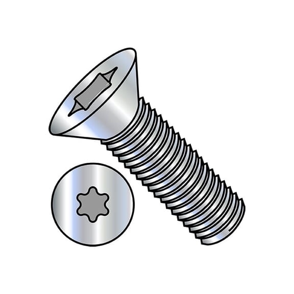 #6-32 x 1 in Torx Flat Machine Screw, Zinc Plated Steel, 10000 PK