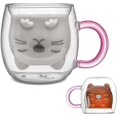 thumbnail image 1 of ZHAOCHENG Bonita taza de café con forma de gato, taza de té de vidrio de doble pared con forma de animal, regalo de San Valentín, Pascua, para esposa y madre, 1 of 5