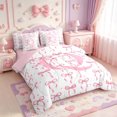 thumbnail image 2 of Manfei Fashion Bowtie 7pcs Queen Bedding,Initial Q ABC Themed Bedding Comforter Set Queen,Pink Reversible, 2 of 7