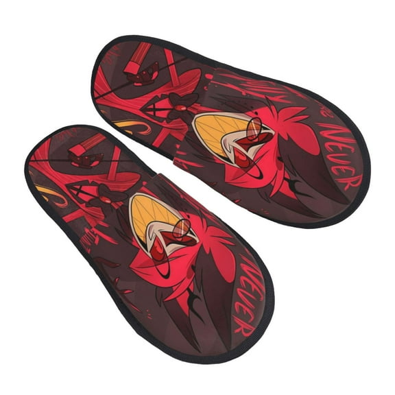 Hazbin Hotel Furry Slippers For Men Women Fuzzy House Slippers Winter Anti-Slip Indoor And Outdoor Slip On Shoes Large