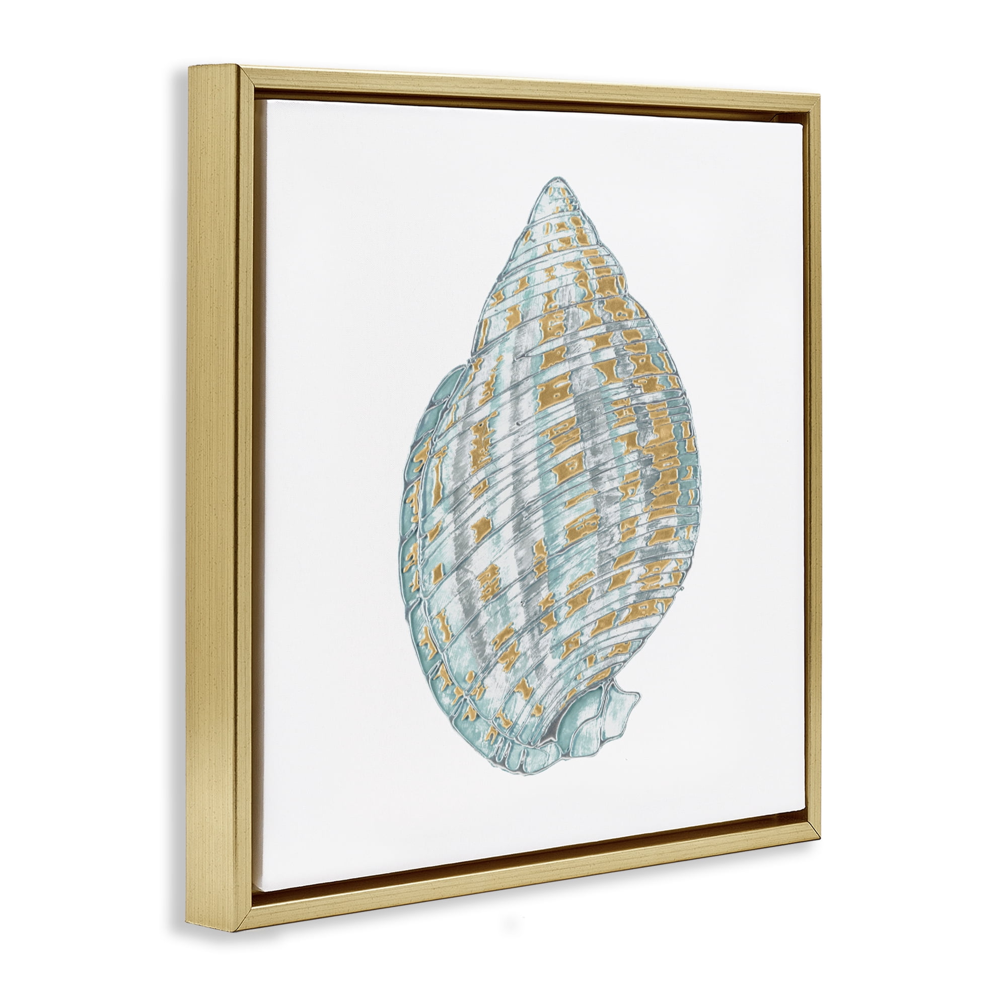 Stupell Industries Regal Shells Spiral Gold Framed Floater Canvas Wall Art, design by Lorenzo Collective