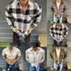 thumbnail image 4 of Mens Lapel Single Breasted Cardigan Coat Retro Plaid Long Sleeve Jacket Shirts, 4 of 8