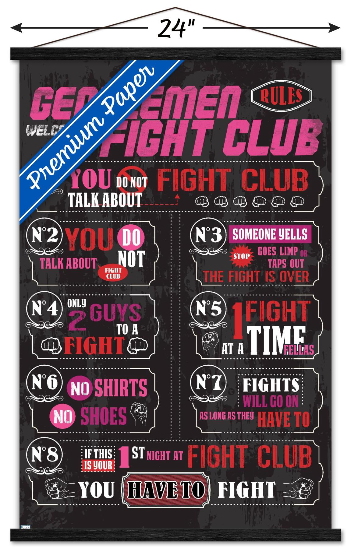 Fight Club - Rules Wall Poster with Wooden Magnetic Frame, 22.375" x 34"