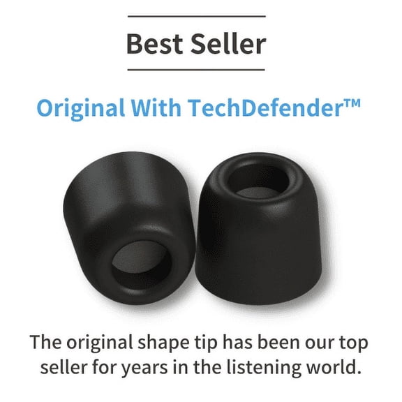Comply 500 Series Foam Ear Tips with TechDefender: KZ, 64 Audio U-Series (ALL), Sennheiser IE100 Pro and More! Small, 3-Pairs, Black