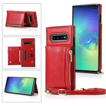 Dteck Crossbag Case For Samsung Galaxy S10e, Premium PU Leather Wallet Case Credit Card Holder Stand Cover, Red