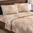 thumbnail image 2 of Collections Etc 4-Piece Foliage Bed Sheets and Pillowcases Set | Graceful Branch Design | Fitted Sheet, Flat Sheet, Pillowcases | Machine Wash, Polyester, 2 of 5