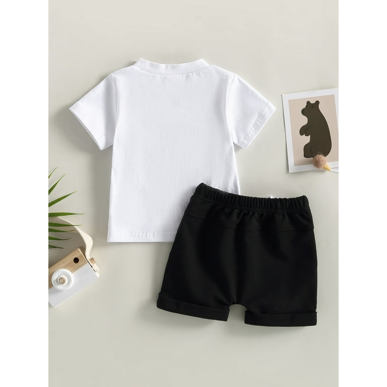  Amiblvowa Toddler Baby Boy Summer Clothes Set Short Sleeve  Color Block T Shirt Tops Solid Color Jogger Shorts 2 Piece Outfits (Black  Brown, 6-12 Months): Clothing, Shoes & Jewelry