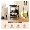 thumbnail image 4 of Bar Cart with Wheels, Lockable Rolling Utility Cart - Rustic Brown - Heavy Duty Metal Frame, 2 Tier Service Cart for Kitchen, Dining Room, Living Room, 4 of 7