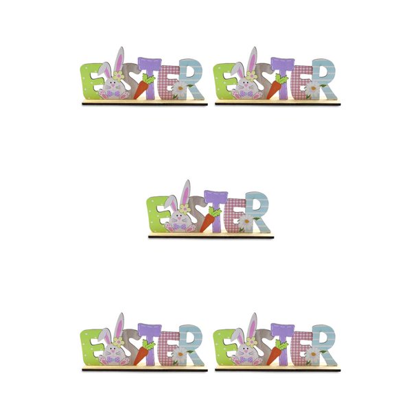 Cateissary Decoraciones de Pascua Adorno de escritorio Adorno de festival Decoración en forma de letra Diseño de escena Primavera Decoración para el 02 5piezas Cateissary CBP224798