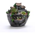 thumbnail image 3 of Macetas colgantes de plantas suculentas con flores artificiales, diseño de jardín con bonita casa (plata) Feliz Sencillez, 3 of 3