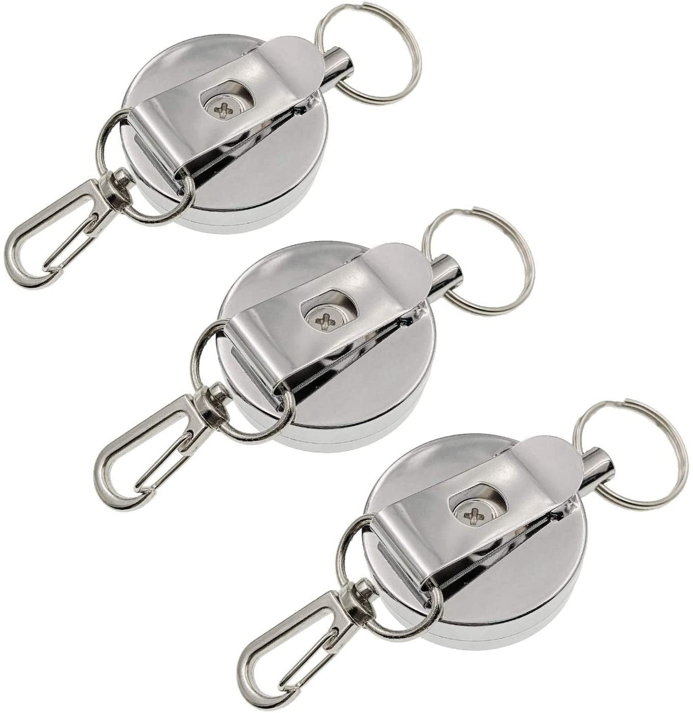 3 Llaveros Retráctiles Con Clip Para Cinturón, Cuerda | Cuotas Sin Interés