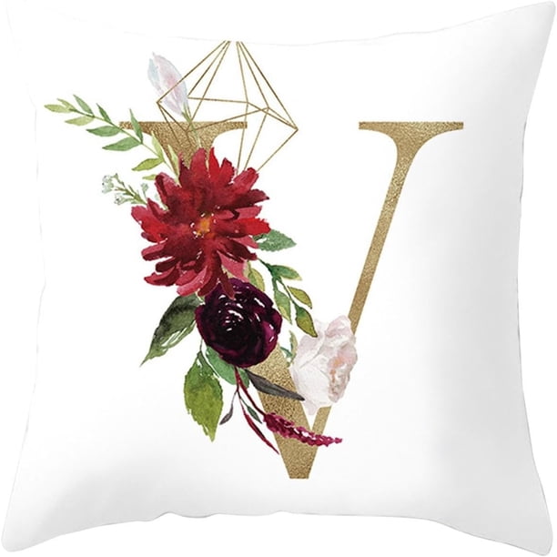 Funda De Cojín Con Letras En Relieve Doradas Y Decoración Con Iniciales De Rosas Decoración Del Hogar Para Primavera/Verano Regalo Para El Día De La Madre