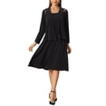 thumbnail image 2 of INSPIRE CHIC Vestido Formal para Mujeres Conjunto de Dos Piezas con Chaqueta de Encaje Vestido de Trabajo para Invitadas XS Negro, 2 of 6