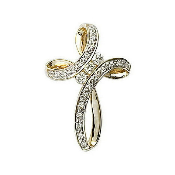 14K Yellow Gold Diamond Cross Pendant