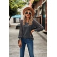 thumbnail image 3 of Autumn And Winter V-neck Patchwork Long-sleeved V-neck T-shirt Women's Tops, 3 of 7