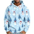 thumbnail image 2 of Jinhomg Christmas Fleece Hoodie for Mens Xmas Print Festive Santa Snowman Holiday Sweatshirts Long Sleeves with Pocket Multicolor,XXL, 2 of 5