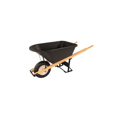 Poly Tray Barrow - 5 3/4 Cu Ft - Single Ribbed Tire Wood Handle