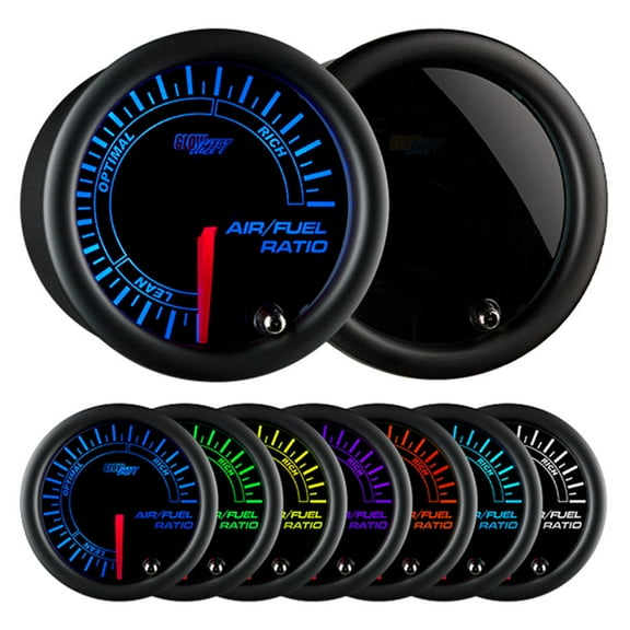 GlowShift | 2-1/16 (52mm) Tinted 7 Color Series Narrowband Air Fuel Ratio Gauge for Cars and Trucks