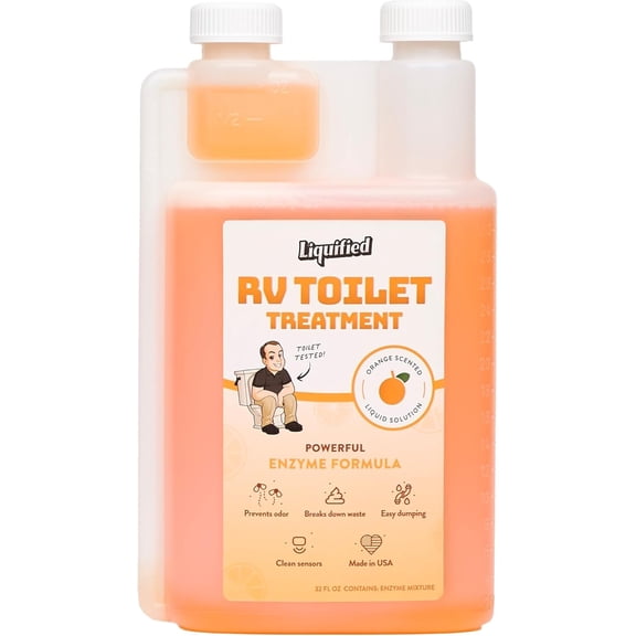 Liquified RV Toilets Treatment, Black Holding Tank Digester and Deodorizer, Orange Scent, 32 fl oz