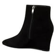 thumbnail image 3 of YDN Women Pointy Toe Ankle Boots Side Zipper Mid Wedge Heels Short Booties Formal Dress Party Shoes Size 10.5 Black Suede, 3 of 4