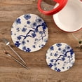 thumbnail image 2 of SKYSONIC Japanese Floral Blue Ink Pot Holders Trivets, 2 Pcs Heat Resistant Trivets,Flowers Oriental Cotton Thread Weave Mats for Hot Pads Pans Pot Bowl Teapot for Kitchen Decor, 2 of 7