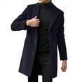 thumbnail image 2 of HAXMNOU Men Wool Coat Winter Trench Coats Long Sleeve Button Up Jacket Outwear Overcoat&nbsp; Navy XXL, 2 of 5