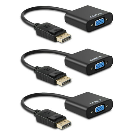 Display Port to VGA, Gold-Plated DisplayPort to VGA Converter Adapter (Male to Female) for Computer, Desktop, Laptop, PC, Monitor, Projector, HDTV, HP, Lenovo, Dell, ASUS and More (Best Monitor For Autocad)