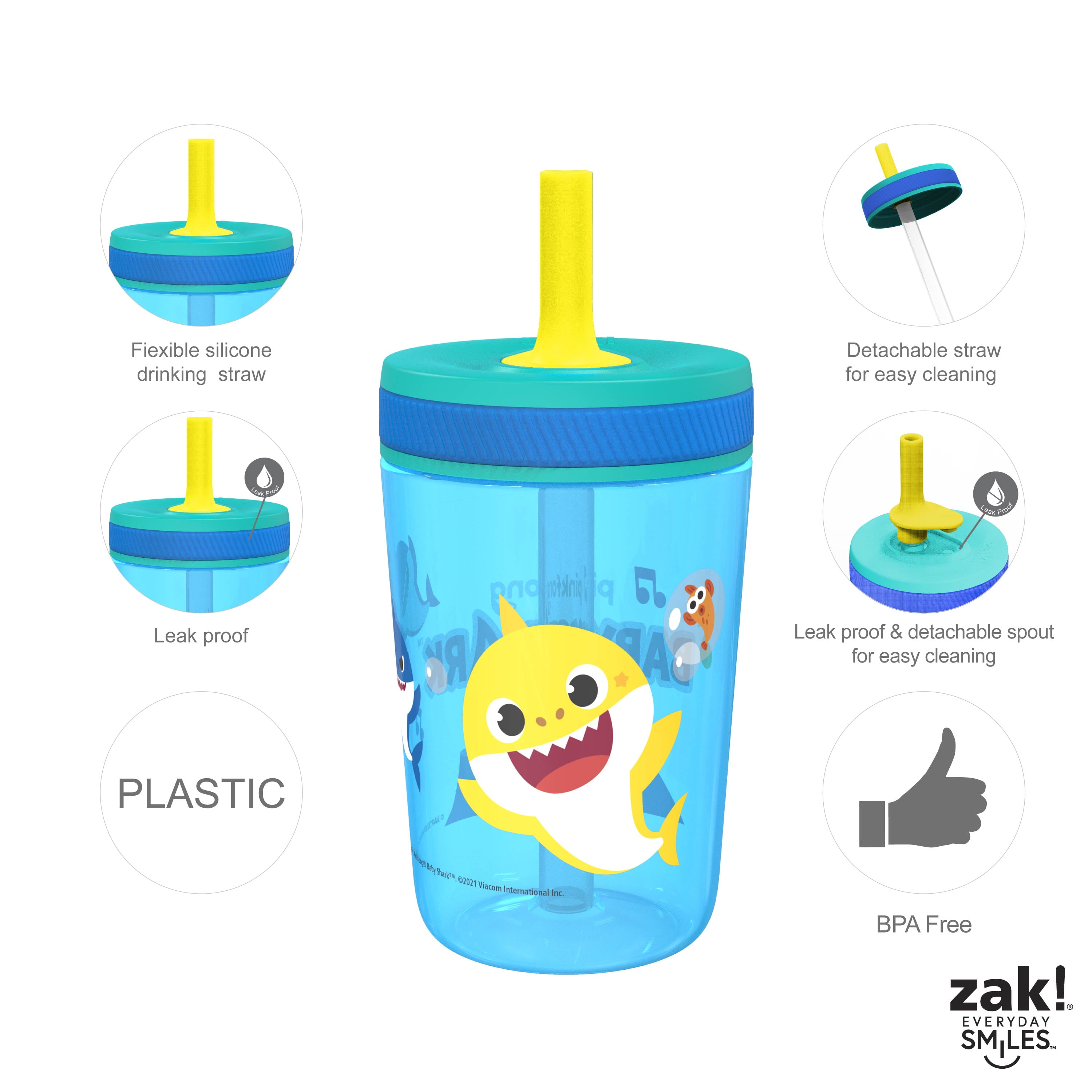 Zak Designs 15oz Baby Shark Kelso Tumbler Set-, by SAM