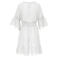 thumbnail image 4 of Yuhangmm Coverups for Bathing Suits, Swim Cover Up Dress with V Knit Lace Waist Tie for Spring Summer Beachwear Outerwear White M, 4 of 4
