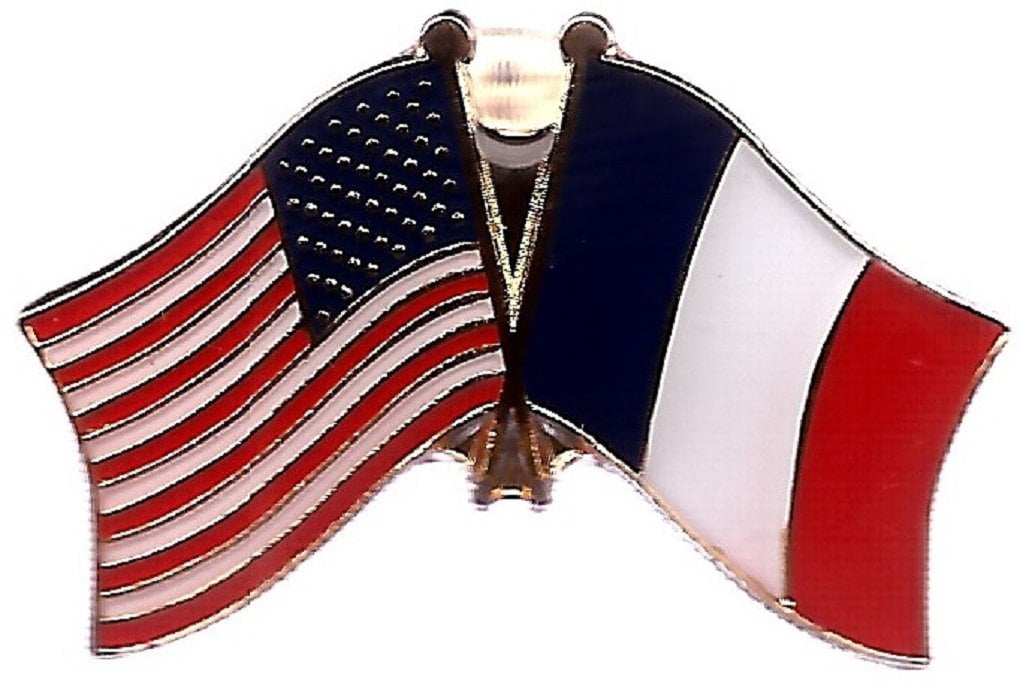 PACK Of 3 France & US Crossed Double Flag Lapel Pins, French & American ...