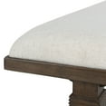 thumbnail image 4 of Kai 71 Inch Upholstered Dining Bench, Solid Wood, Turned Pedestals, Brown, 4 of 5